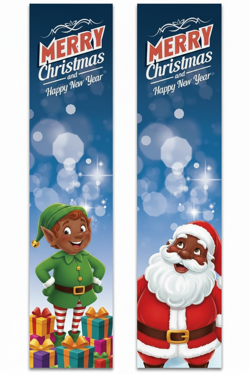 Black Elf and Black Santa Banners