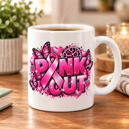 Coffee mug with supplied design on a realistic table