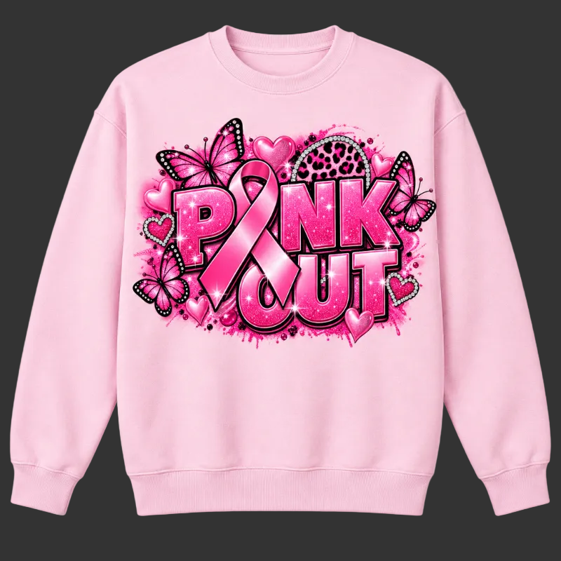 Design 1 on a light pink crewneck sweatshirt