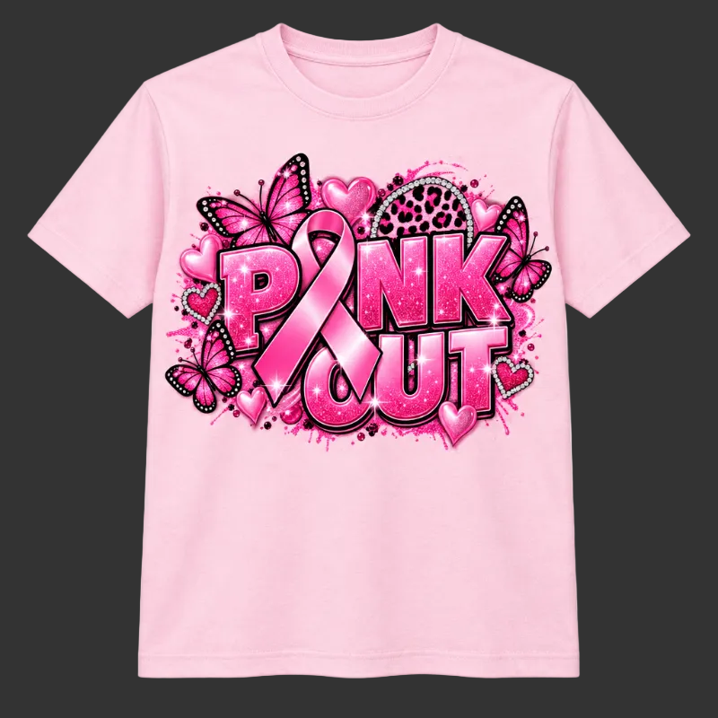 Design 1 on a light pink short-sleeve T-shirt