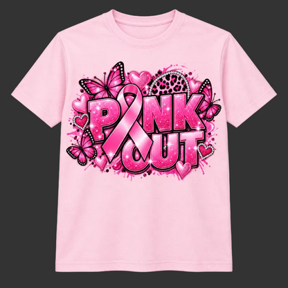 Design 1 on a light pink short-sleeve T-shirt