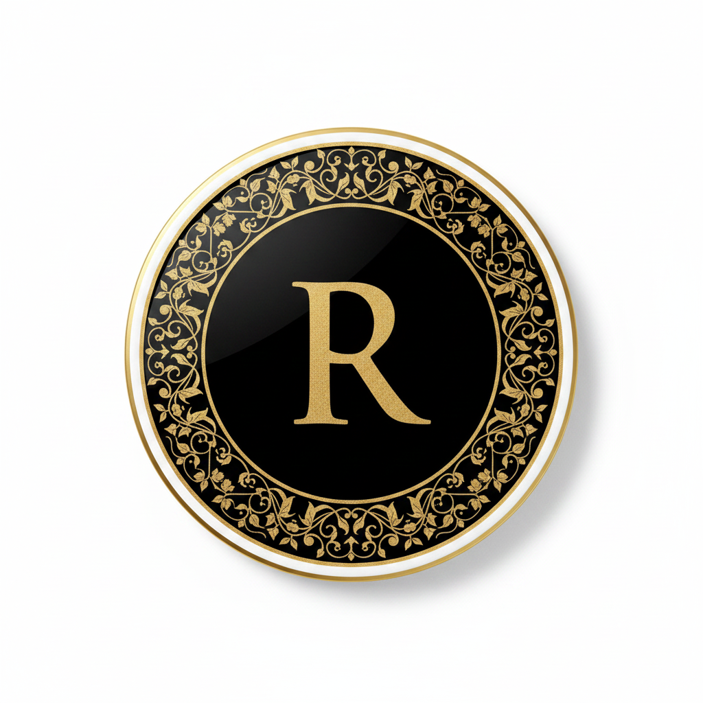Monogram R Round Ceramic Coaster