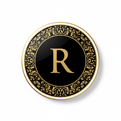 Monogram R Round Ceramic Coaster