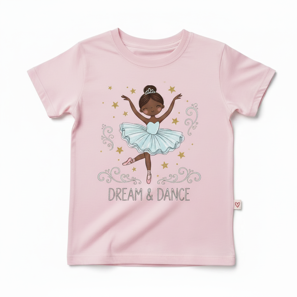 Pink Shirt with Black Ballerina