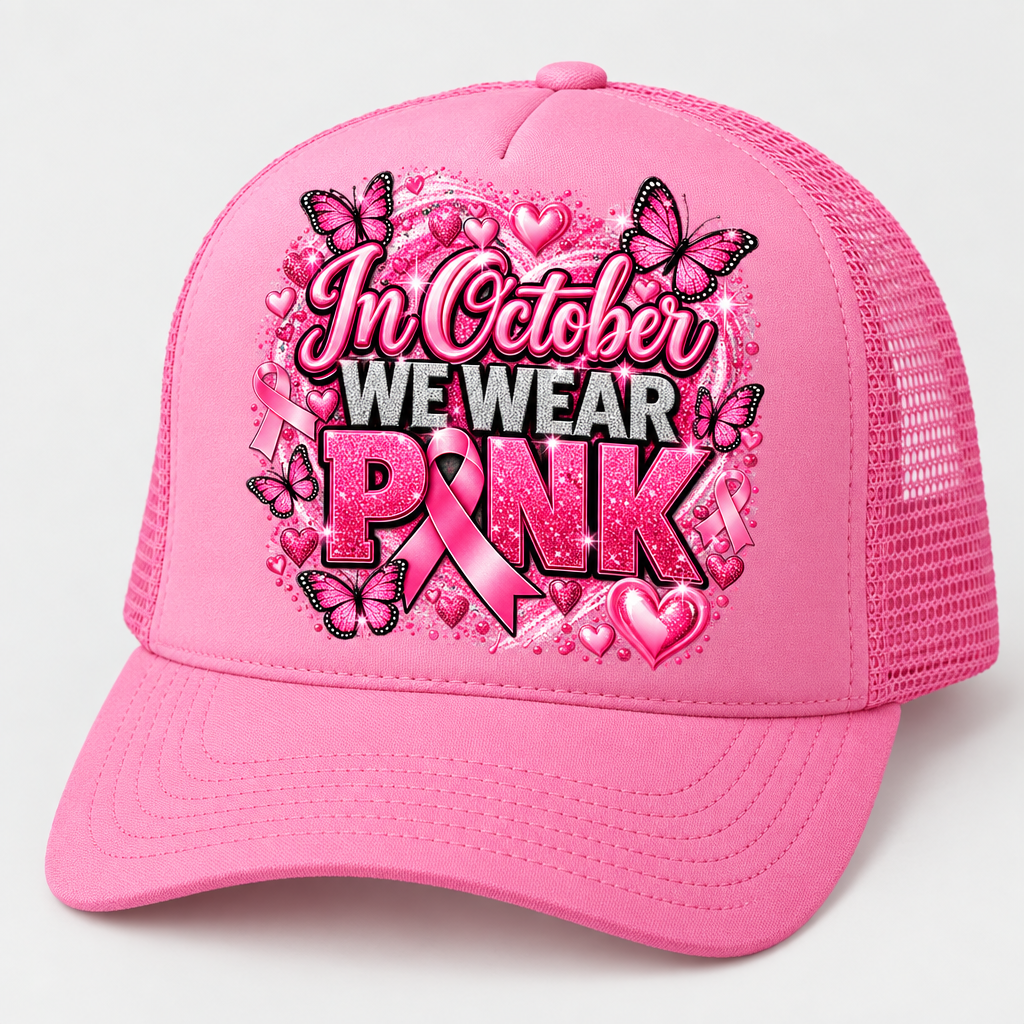 Pink trucker hat mockup