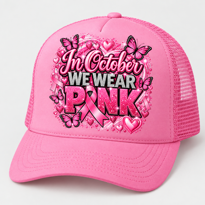 Pink trucker hat mockup